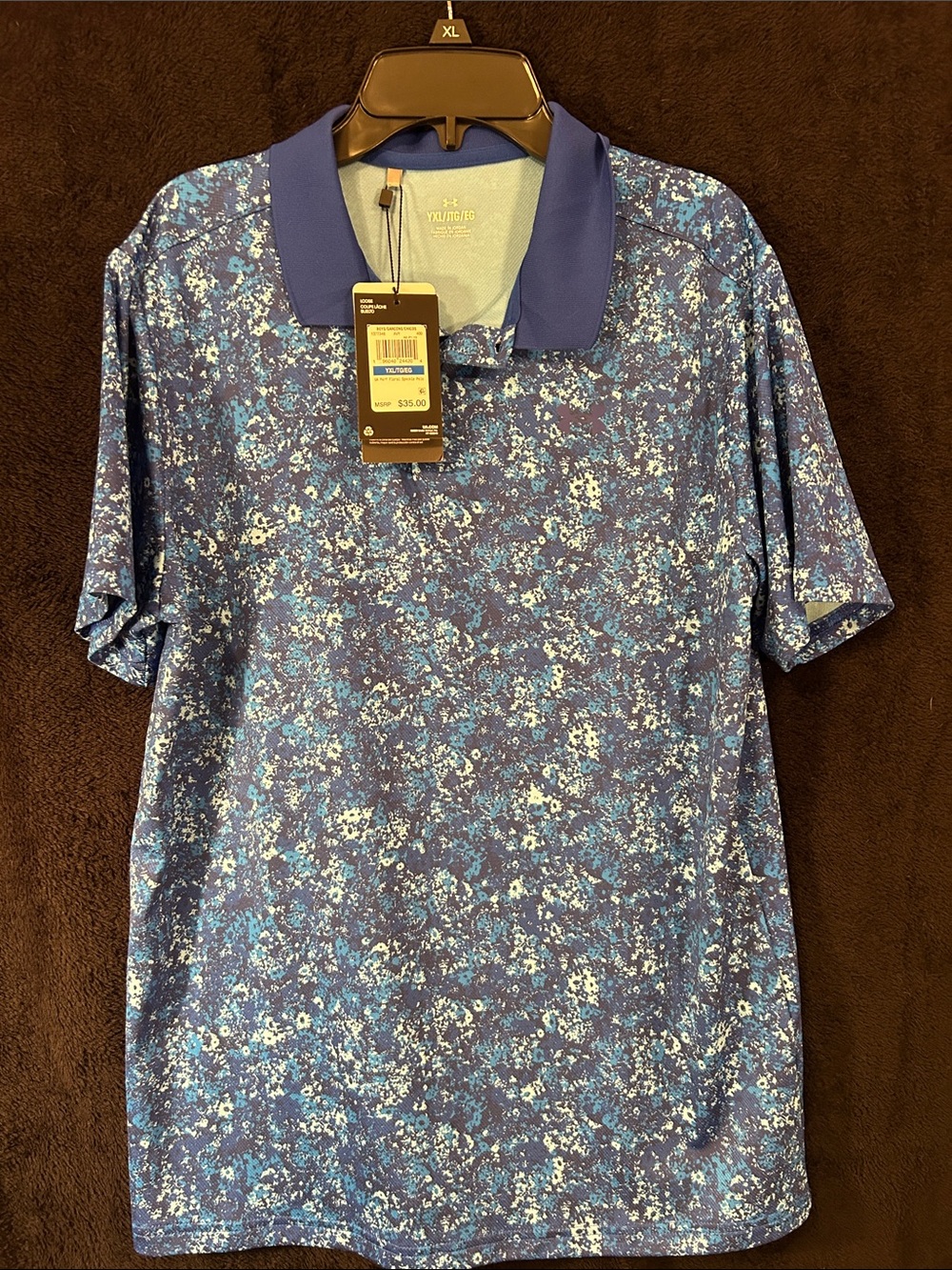 Under Armour Blue Floral-Print Polo Shirt